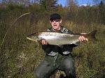 Craig,s brother Michael with his first fish {salmon} worth waiting for 34 inchs heavy girth 20 lbs+