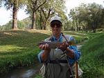 Bill Parlasca with a Driftless Spring Creek Rainow in Coontown, WI City Park, Sept. 2008