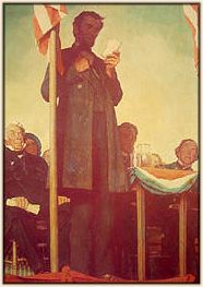 Norman Rockwell painting of Lincoln Delivering the Gettysburg Address