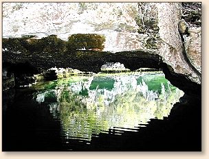 Blue Holes connected under land bridge