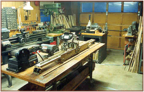 A small portion of the Ron
Kusse Rod Shop. Both cane and metal working machines are
represented here.