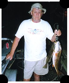 Larry Shumake, 26in.Redfish on first saltwater fly fishing try with Capt. Paul