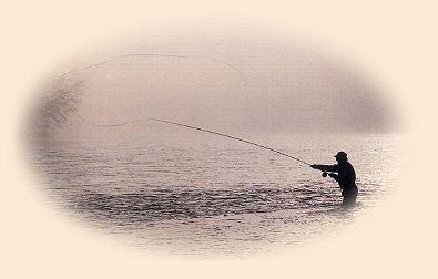 Mark Fitterer spey casting on foggy April morning