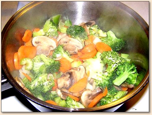 Steaming the veggies