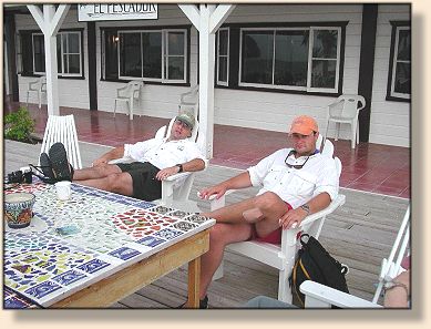 Chatting around the deck table
