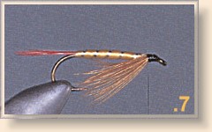 Hackle in place, thread base established.