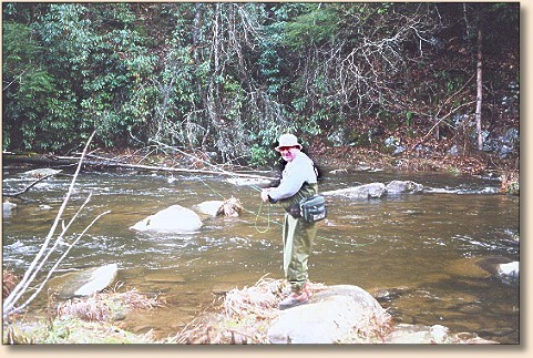 Slicfoot has 'fun' watching trout balance his caddis
on their nose like trained seals