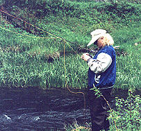 Momma changing flies