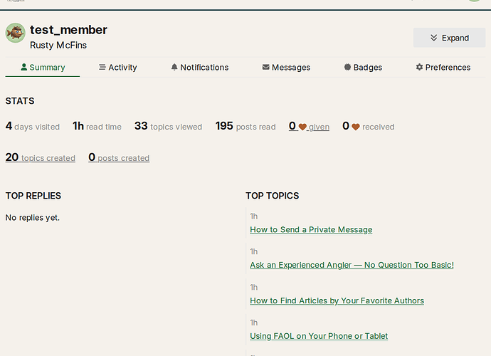 Your profile summary page